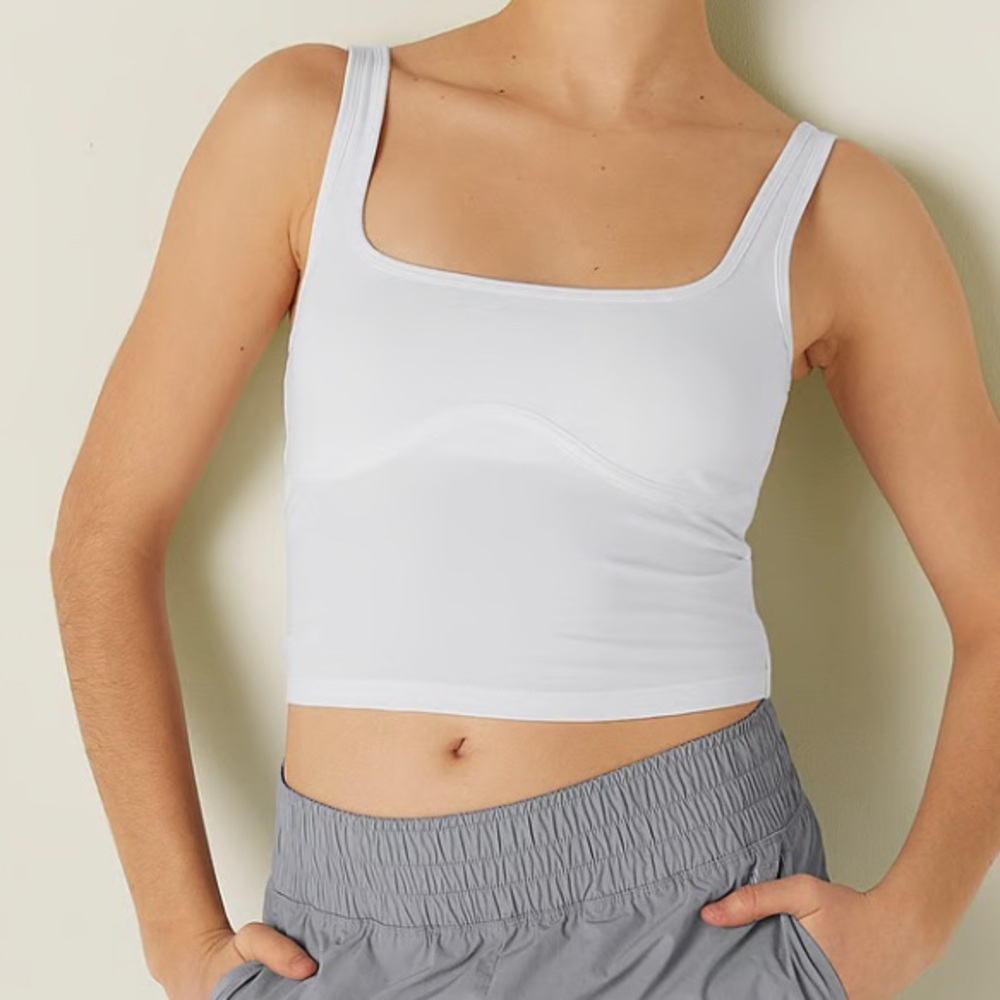 PINK by VS Cotton Contour Crop Tank Top Size XXL Color White 🆕